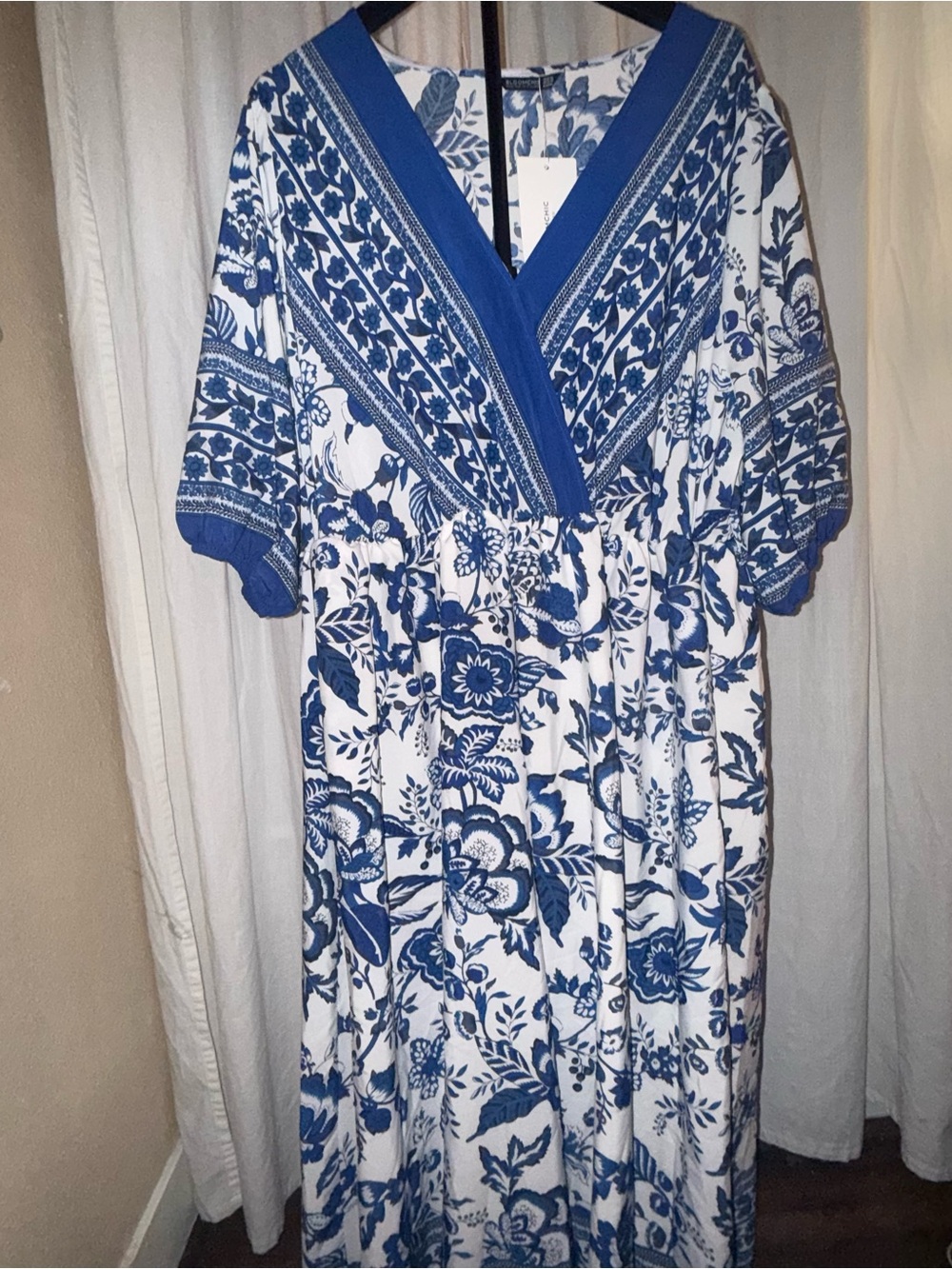 BloomChic Blue and White Floral Midi Dress